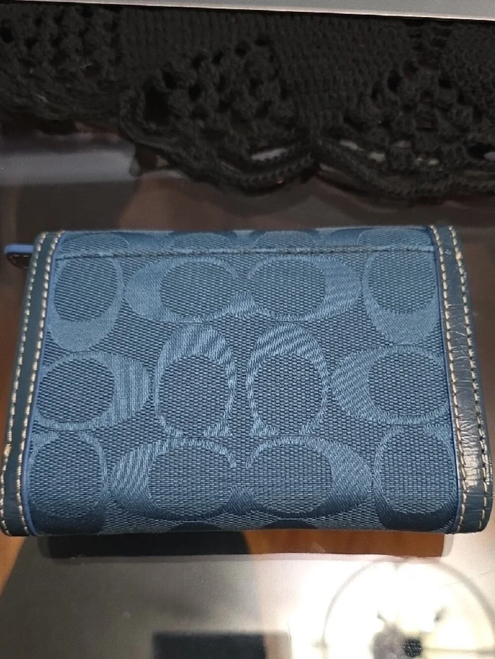 Coach Teal Signature Tote with Matching Wallet